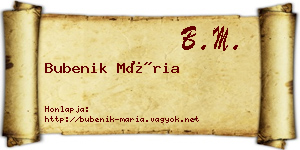 Bubenik Mária névjegykártya
